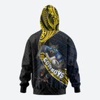 North Queensland Cowboys Rugby Zip Hoodie Tribal Polynesian Power Art - Lightning Mascot