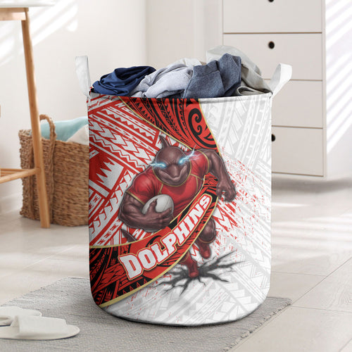 Redcliffe Dolphins NRL Rugby Laundry Basket Tribal Polynesian Power Art - Lightning Mascot