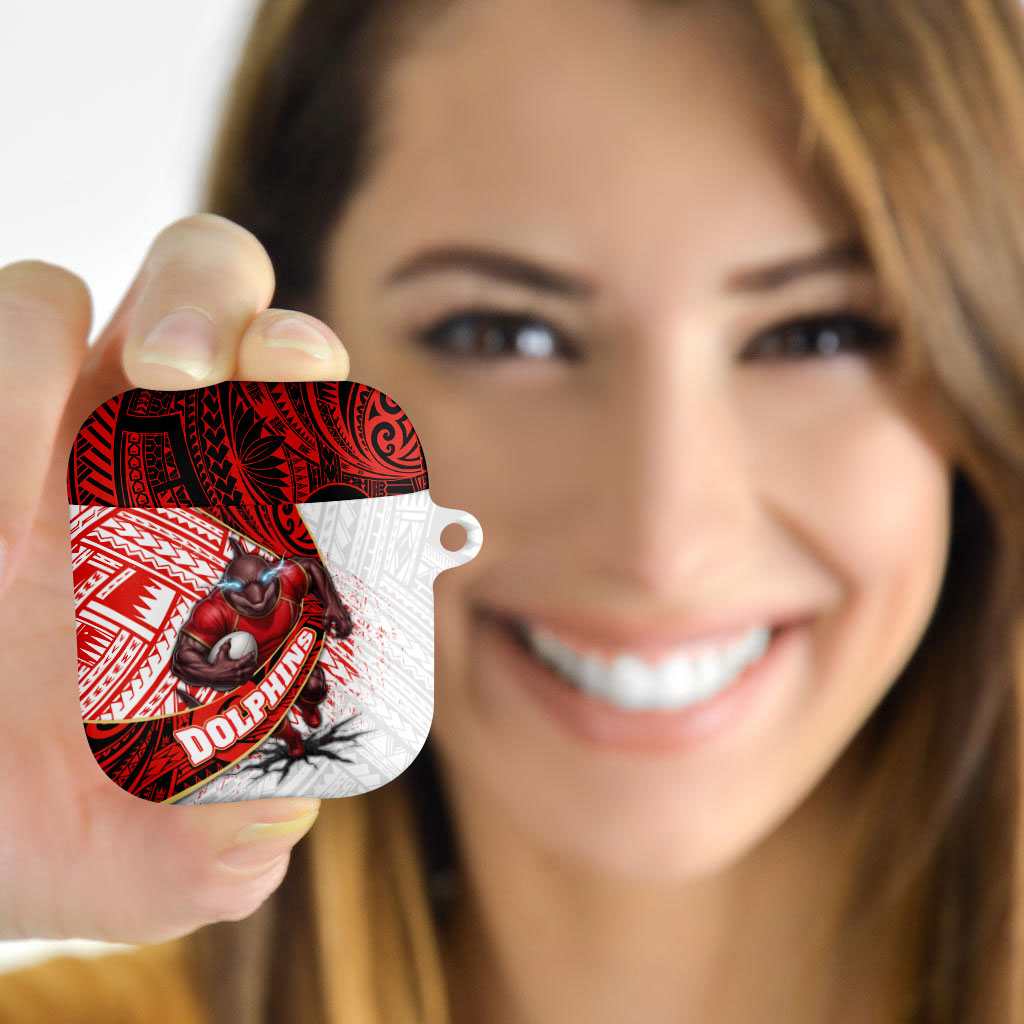 Redcliffe Dolphins NRL Rugby AirPods Case Tribal Polynesian Power Art - Lightning Mascot