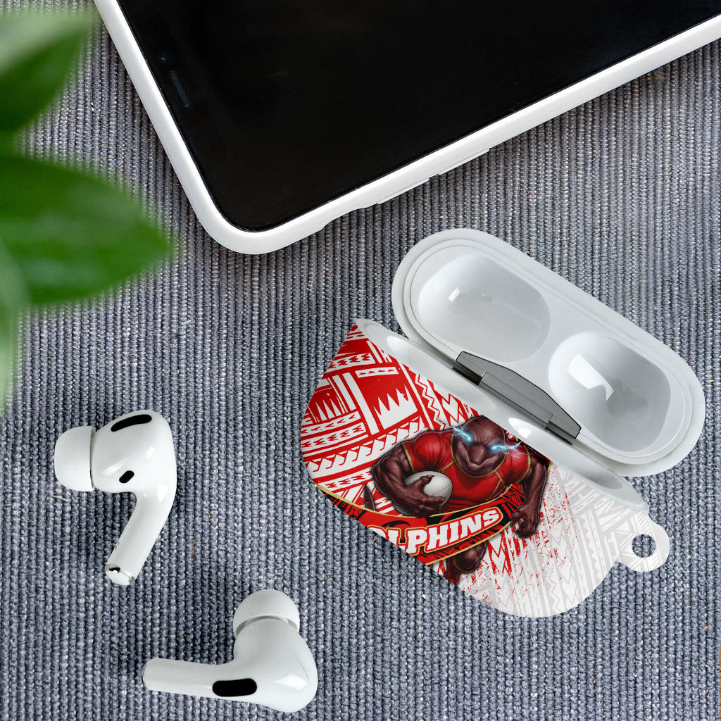 Redcliffe Dolphins NRL Rugby AirPods Case Tribal Polynesian Power Art - Lightning Mascot