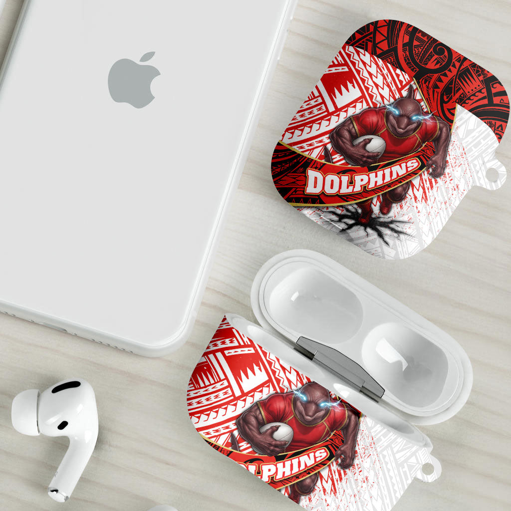 Redcliffe Dolphins NRL Rugby AirPods Case Tribal Polynesian Power Art - Lightning Mascot