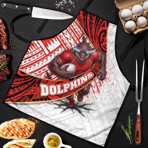 Redcliffe Dolphins NRL Rugby Apron Tribal Polynesian Power Art - Lightning Mascot