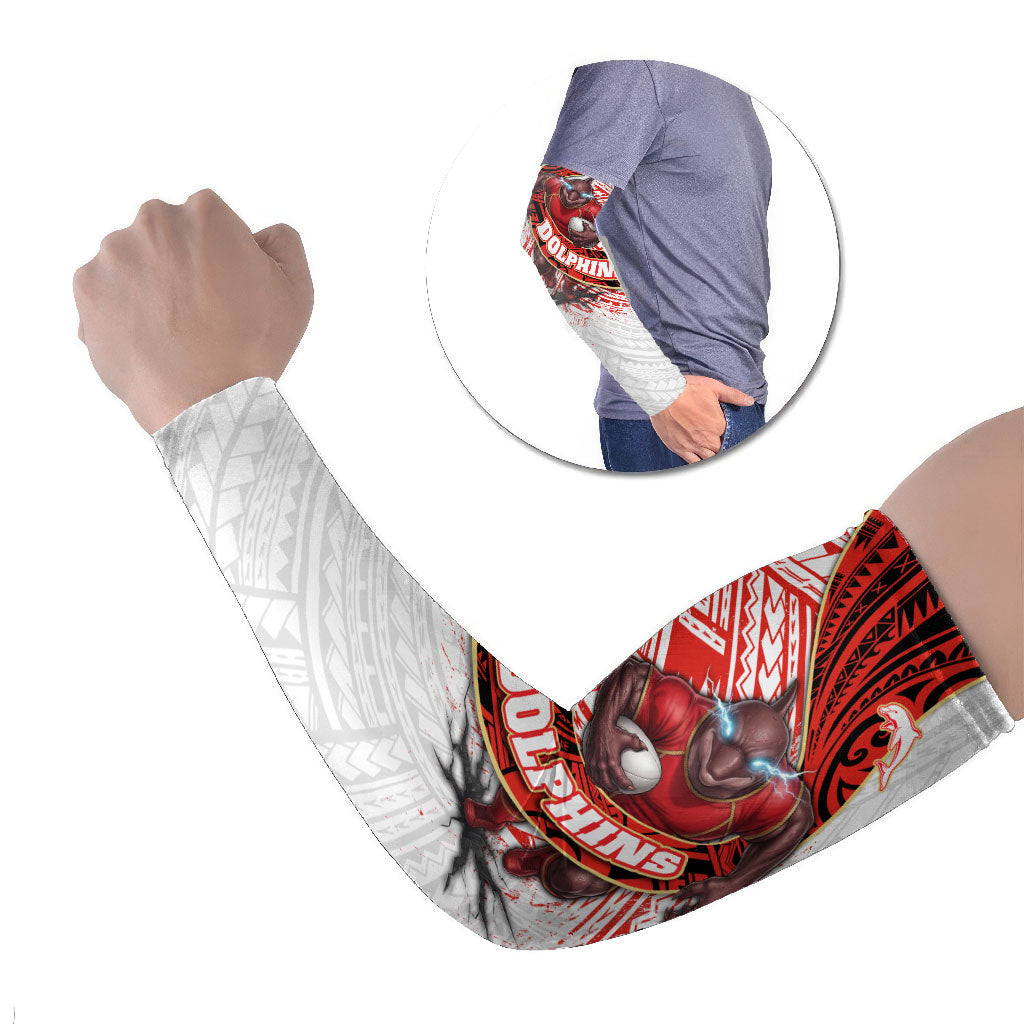 Redcliffe Dolphins NRL Rugby Arm Sleeves Tribal Polynesian Power Art - Lightning Mascot
