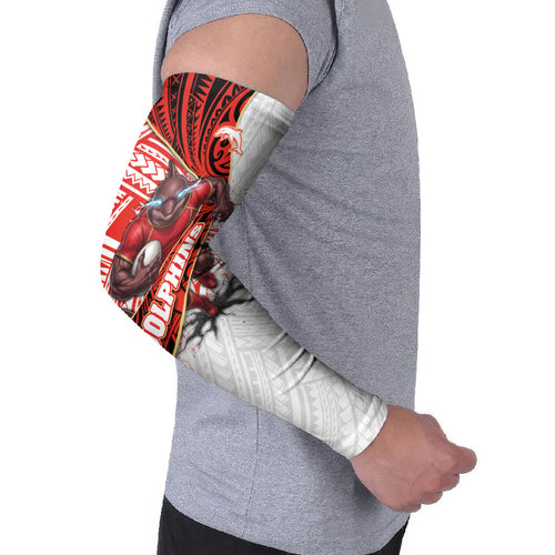 Redcliffe Dolphins NRL Rugby Arm Sleeves Tribal Polynesian Power Art - Lightning Mascot