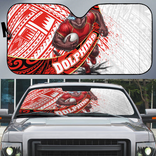 Redcliffe Dolphins NRL Rugby Auto Sun Shade Tribal Polynesian Power Art - Lightning Mascot