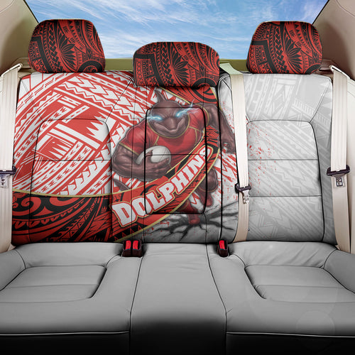 Redcliffe Dolphins NRL Rugby Back Car Seat Cover Tribal Polynesian Power Art - Lightning Mascot