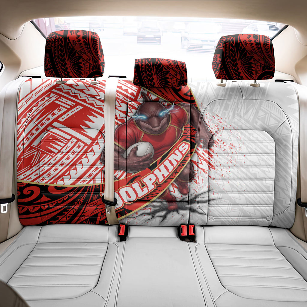 Redcliffe Dolphins NRL Rugby Back Car Seat Cover Tribal Polynesian Power Art - Lightning Mascot