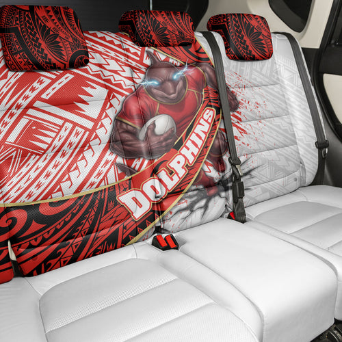 Redcliffe Dolphins NRL Rugby Back Car Seat Cover Tribal Polynesian Power Art - Lightning Mascot