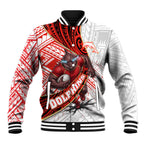 Redcliffe Dolphins NRL Rugby Baseball Jacket Tribal Polynesian Power Art - Lightning Mascot