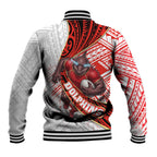 Redcliffe Dolphins NRL Rugby Baseball Jacket Tribal Polynesian Power Art - Lightning Mascot