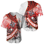 Redcliffe Dolphins NRL Rugby Baseball Jersey Tribal Polynesian Power Art - Lightning Mascot