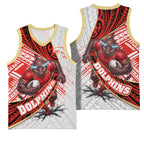 Redcliffe Dolphins NRL Rugby Basketball Jersey Tribal Polynesian Power Art - Lightning Mascot