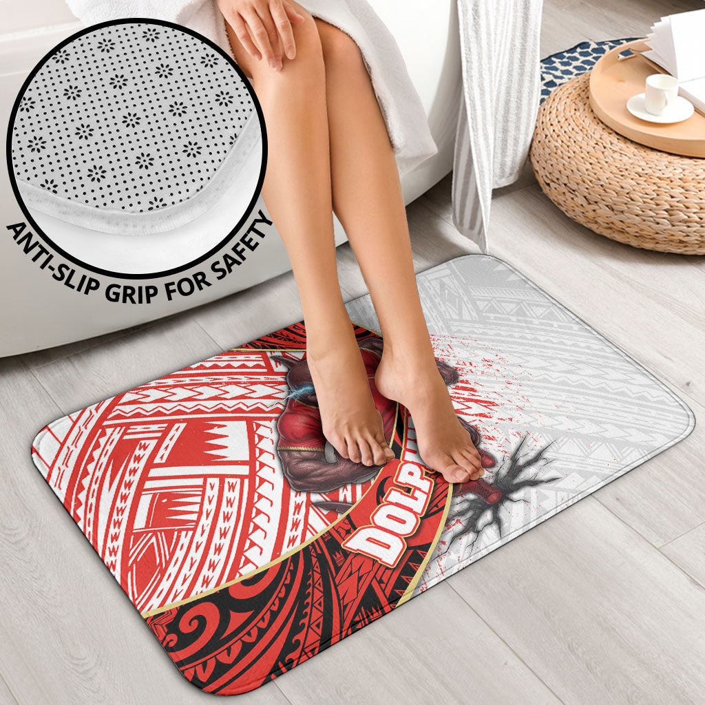 Redcliffe Dolphins NRL Rugby Bathroom Set Tribal Polynesian Power Art - Lightning Mascot