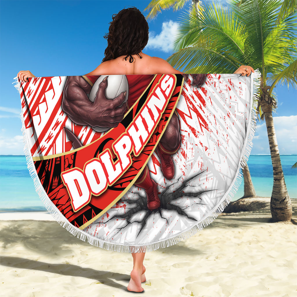 Redcliffe Dolphins NRL Rugby Beach Blanket Tribal Polynesian Power Art - Lightning Mascot