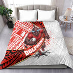 Redcliffe Dolphins NRL Rugby Bedding Set Tribal Polynesian Power Art - Lightning Mascot