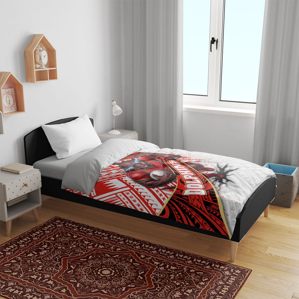 Redcliffe Dolphins NRL Rugby Bedding Set Tribal Polynesian Power Art - Lightning Mascot
