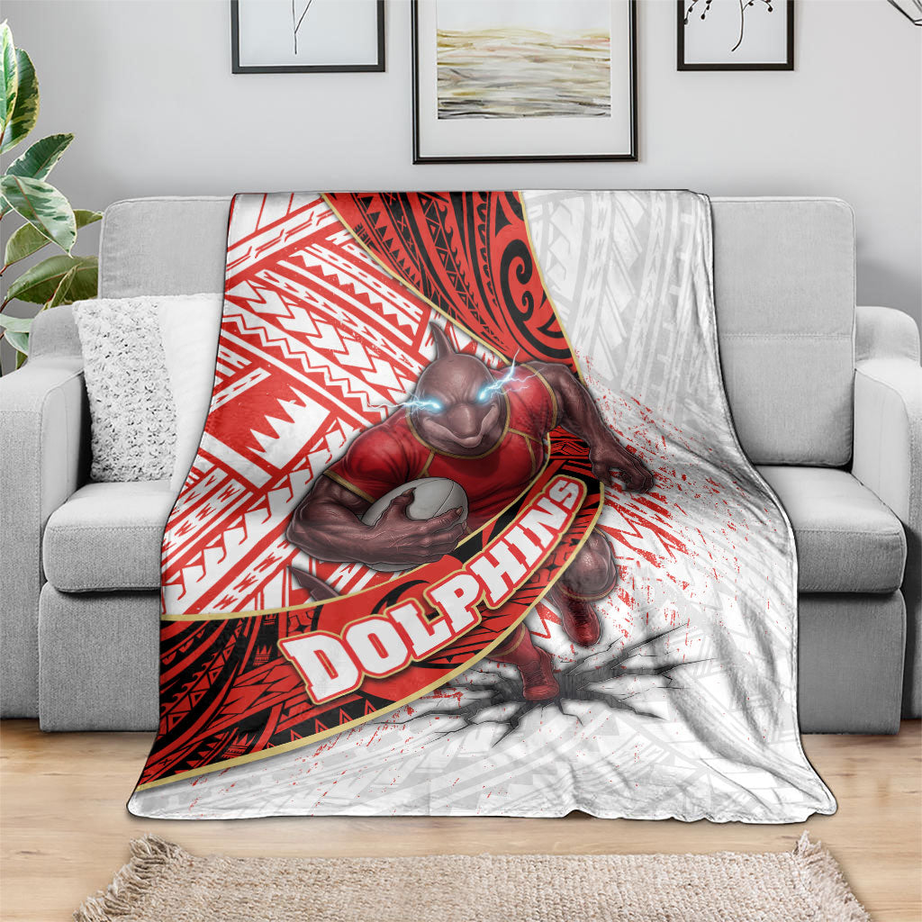 Redcliffe Dolphins NRL Rugby Blanket Tribal Polynesian Power Art - Lightning Mascot