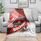 Redcliffe Dolphins NRL Rugby Blanket Tribal Polynesian Power Art - Lightning Mascot