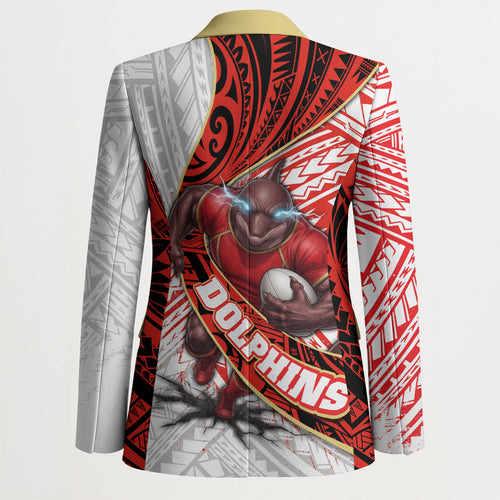 Redcliffe Dolphins NRL Rugby Blazer Tribal Polynesian Power Art - Lightning Mascot
