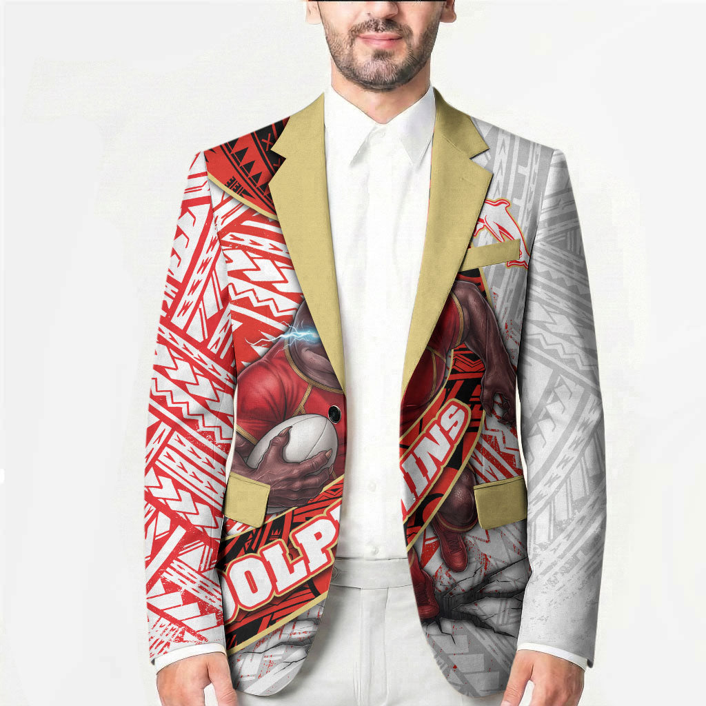 Redcliffe Dolphins NRL Rugby Blazer Tribal Polynesian Power Art - Lightning Mascot