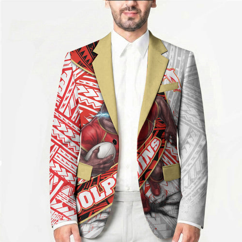 Redcliffe Dolphins NRL Rugby Blazer Tribal Polynesian Power Art - Lightning Mascot