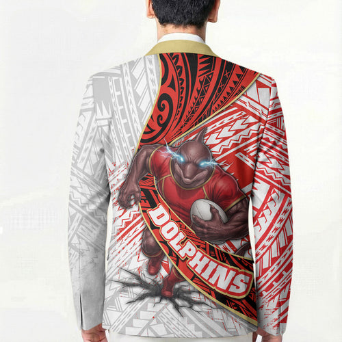 Redcliffe Dolphins NRL Rugby Blazer Tribal Polynesian Power Art - Lightning Mascot
