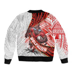 Redcliffe Dolphins NRL Rugby Bomber Jacket Tribal Polynesian Power Art - Lightning Mascot