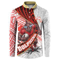 Redcliffe Dolphins NRL Rugby Button Sweatshirt Tribal Polynesian Power Art - Lightning Mascot