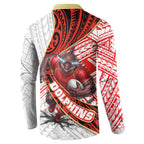 Redcliffe Dolphins NRL Rugby Button Sweatshirt Tribal Polynesian Power Art - Lightning Mascot