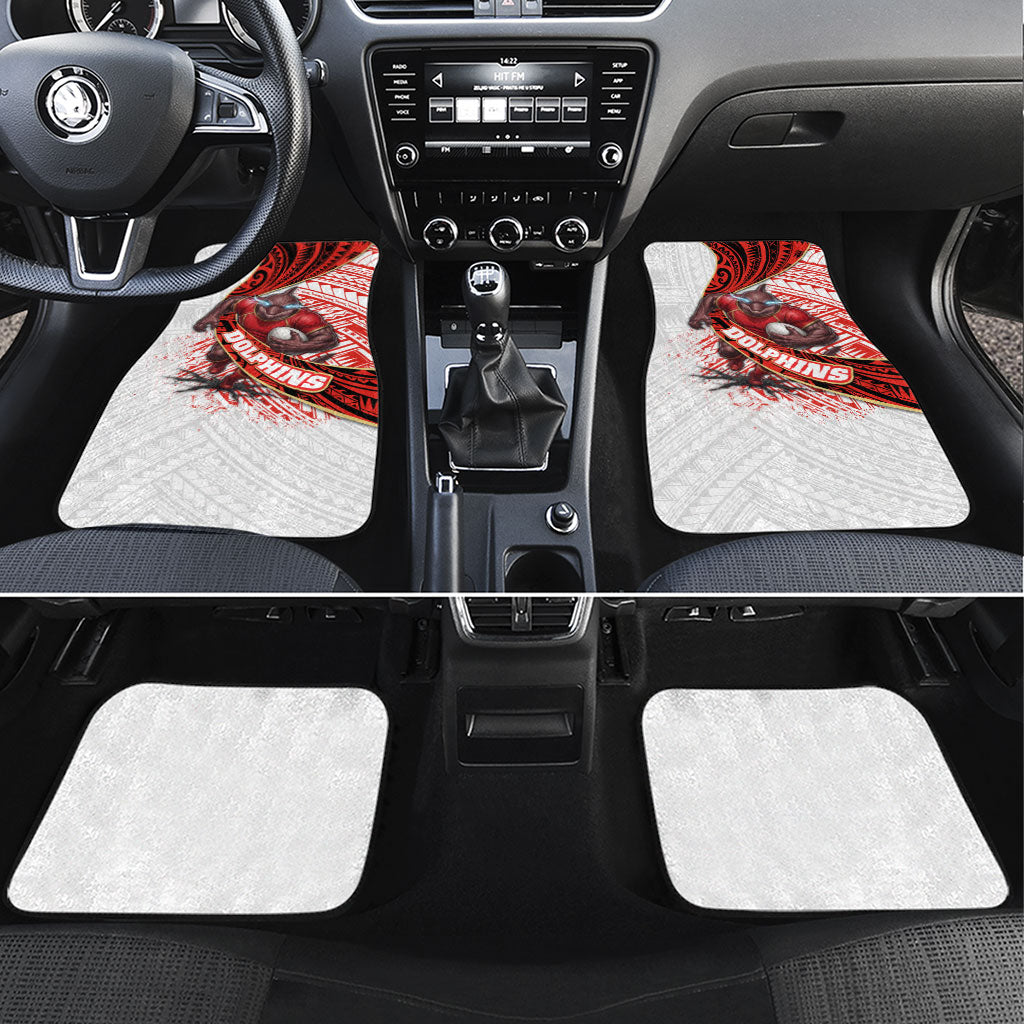 Redcliffe Dolphins NRL Rugby Car Mats Tribal Polynesian Power Art - Lightning Mascot