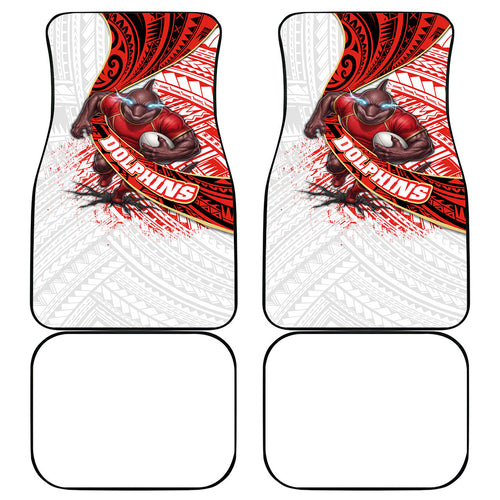 Redcliffe Dolphins NRL Rugby Car Mats Tribal Polynesian Power Art - Lightning Mascot