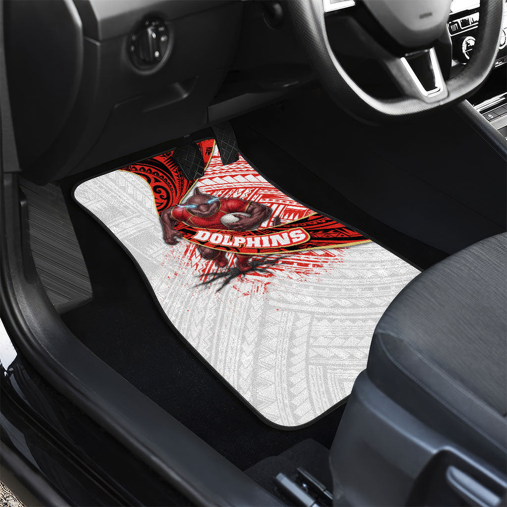 Redcliffe Dolphins NRL Rugby Car Mats Tribal Polynesian Power Art - Lightning Mascot
