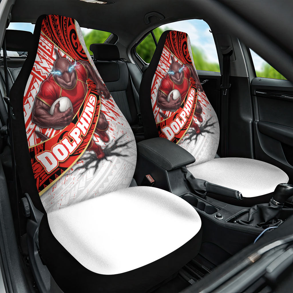 Redcliffe Dolphins NRL Rugby Car Seat Cover Tribal Polynesian Power Art - Lightning Mascot