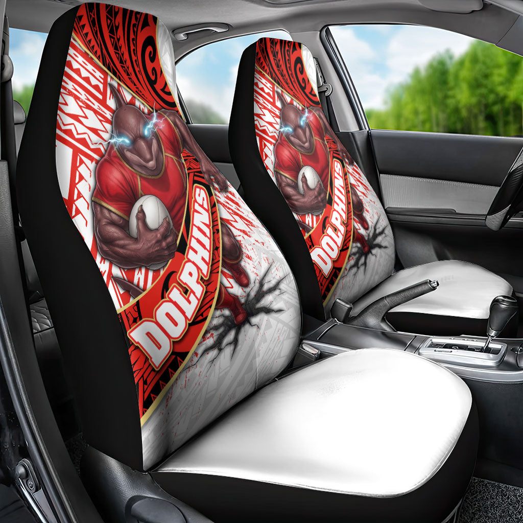 Redcliffe Dolphins NRL Rugby Car Seat Cover Tribal Polynesian Power Art - Lightning Mascot