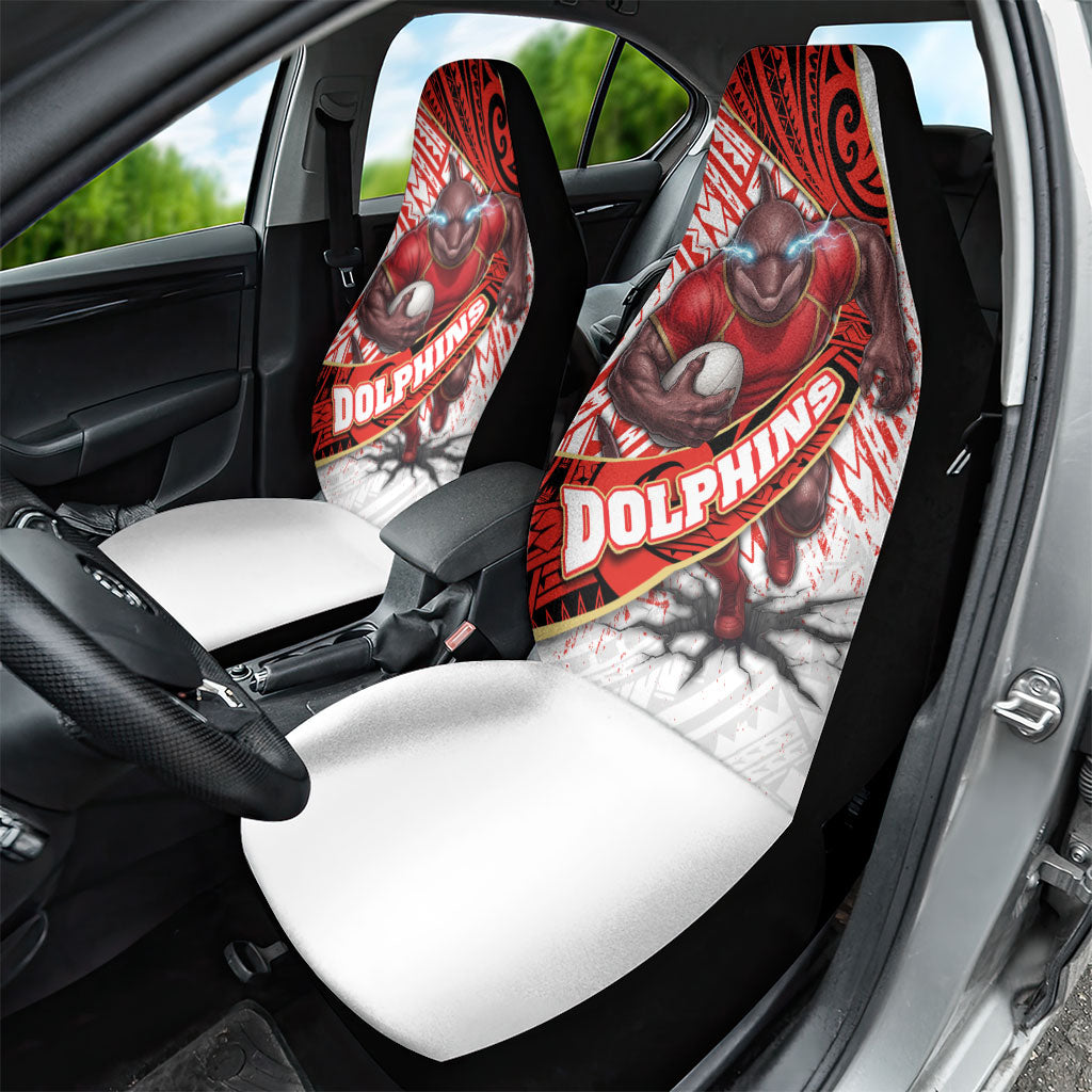 Redcliffe Dolphins NRL Rugby Car Seat Cover Tribal Polynesian Power Art - Lightning Mascot