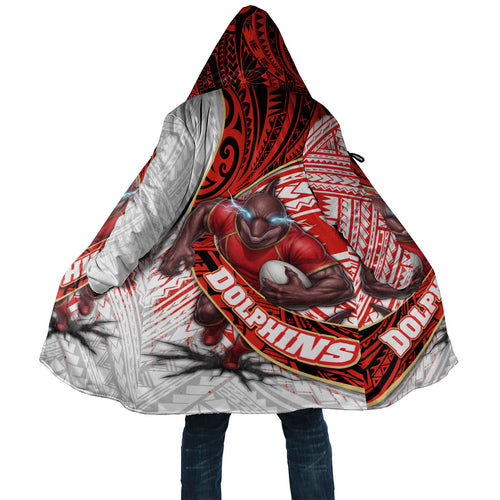 Redcliffe Dolphins NRL Rugby Cloak Tribal Polynesian Power Art - Lightning Mascot