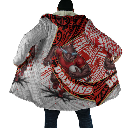 Redcliffe Dolphins NRL Rugby Cloak Tribal Polynesian Power Art - Lightning Mascot