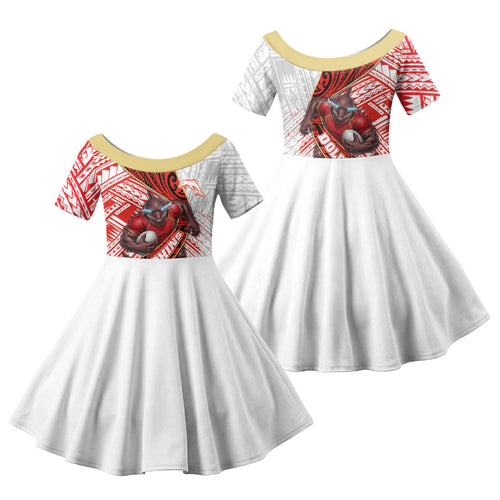 Redcliffe Dolphins NRL Rugby Family Matching Mermaid Dress and Hawaiian Shirt Tribal Polynesian Power Art - Lightning Mascot