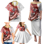 Redcliffe Dolphins NRL Rugby Family Matching Puletasi and Hawaiian Shirt Tribal Polynesian Power Art - Lightning Mascot