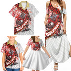 Redcliffe Dolphins NRL Rugby Family Matching Summer Maxi Dress and Hawaiian Shirt Tribal Polynesian Power Art - Lightning Mascot