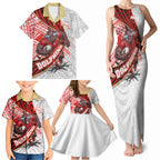 Redcliffe Dolphins NRL Rugby Family Matching Tank Maxi Dress and Hawaiian Shirt Tribal Polynesian Power Art - Lightning Mascot