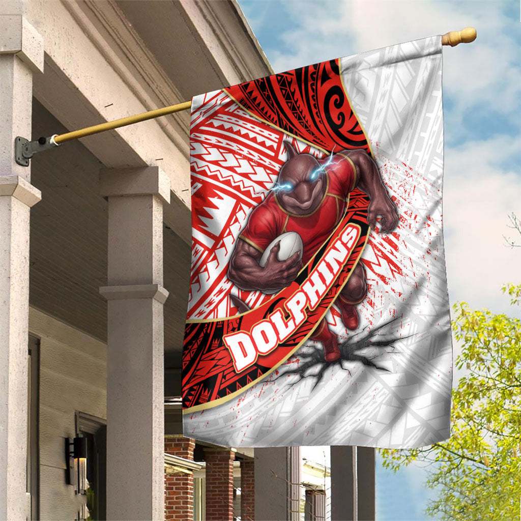 Redcliffe Dolphins NRL Rugby Garden Flag Tribal Polynesian Power Art - Lightning Mascot