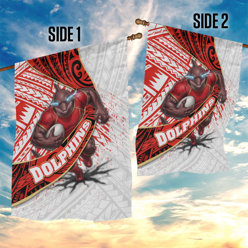 Redcliffe Dolphins NRL Rugby Garden Flag Tribal Polynesian Power Art - Lightning Mascot