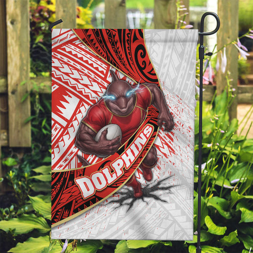 Redcliffe Dolphins NRL Rugby Garden Flag Tribal Polynesian Power Art - Lightning Mascot