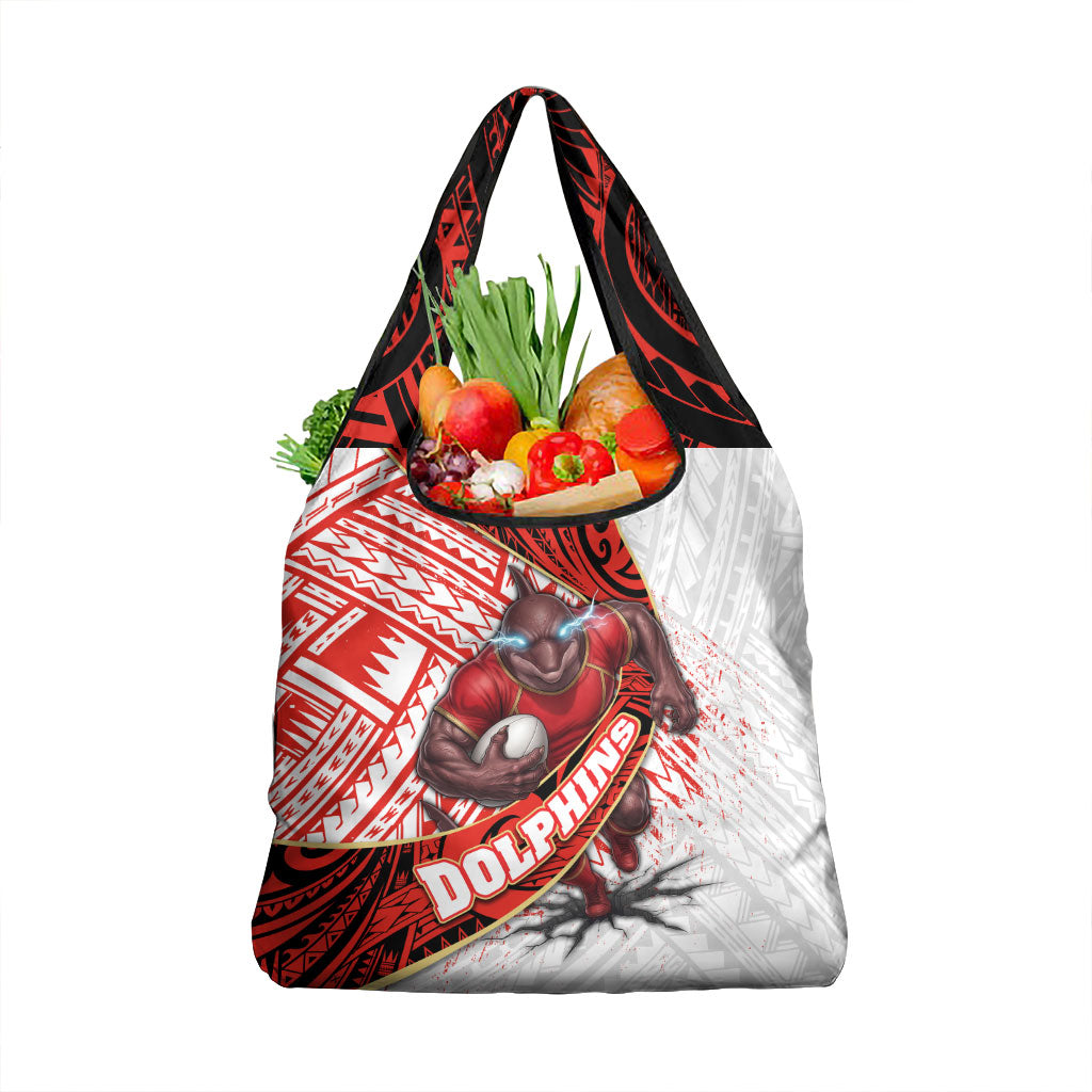 Redcliffe Dolphins NRL Rugby Grocery Bag Tribal Polynesian Power Art - Lightning Mascot