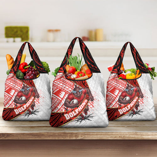 Redcliffe Dolphins NRL Rugby Grocery Bag Tribal Polynesian Power Art - Lightning Mascot