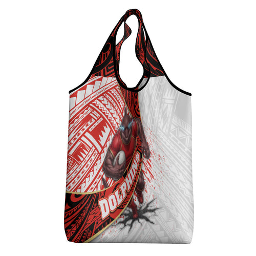 Redcliffe Dolphins NRL Rugby Grocery Bag Tribal Polynesian Power Art - Lightning Mascot