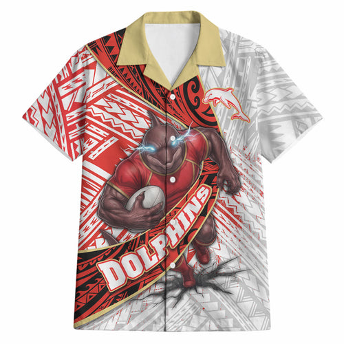 Redcliffe Dolphins NRL Rugby Hawaiian Shirt Tribal Polynesian Power Art - Lightning Mascot