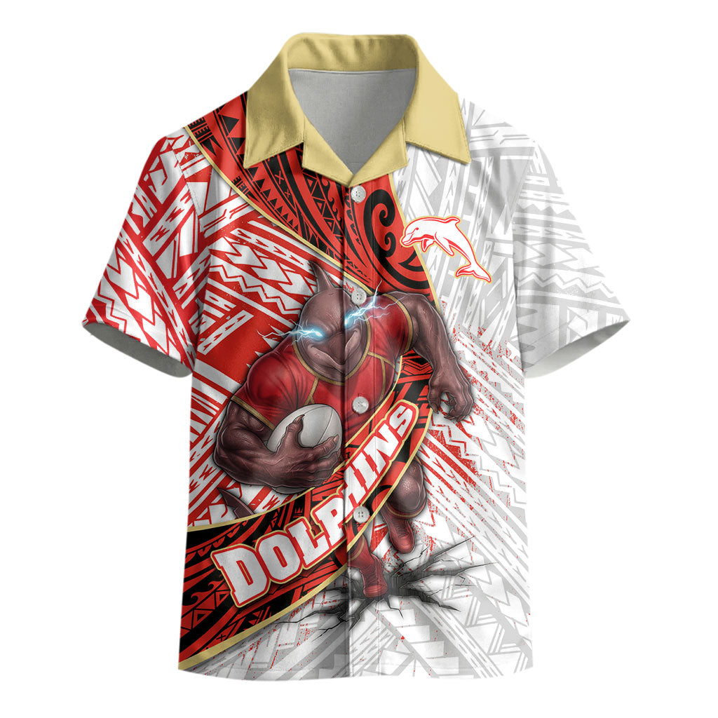 Redcliffe Dolphins NRL Rugby Kid Hawaiian Shirt Tribal Polynesian Power Art - Lightning Mascot