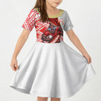 Redcliffe Dolphins NRL Rugby Kid Short Sleeve Dress Tribal Polynesian Power Art - Lightning Mascot